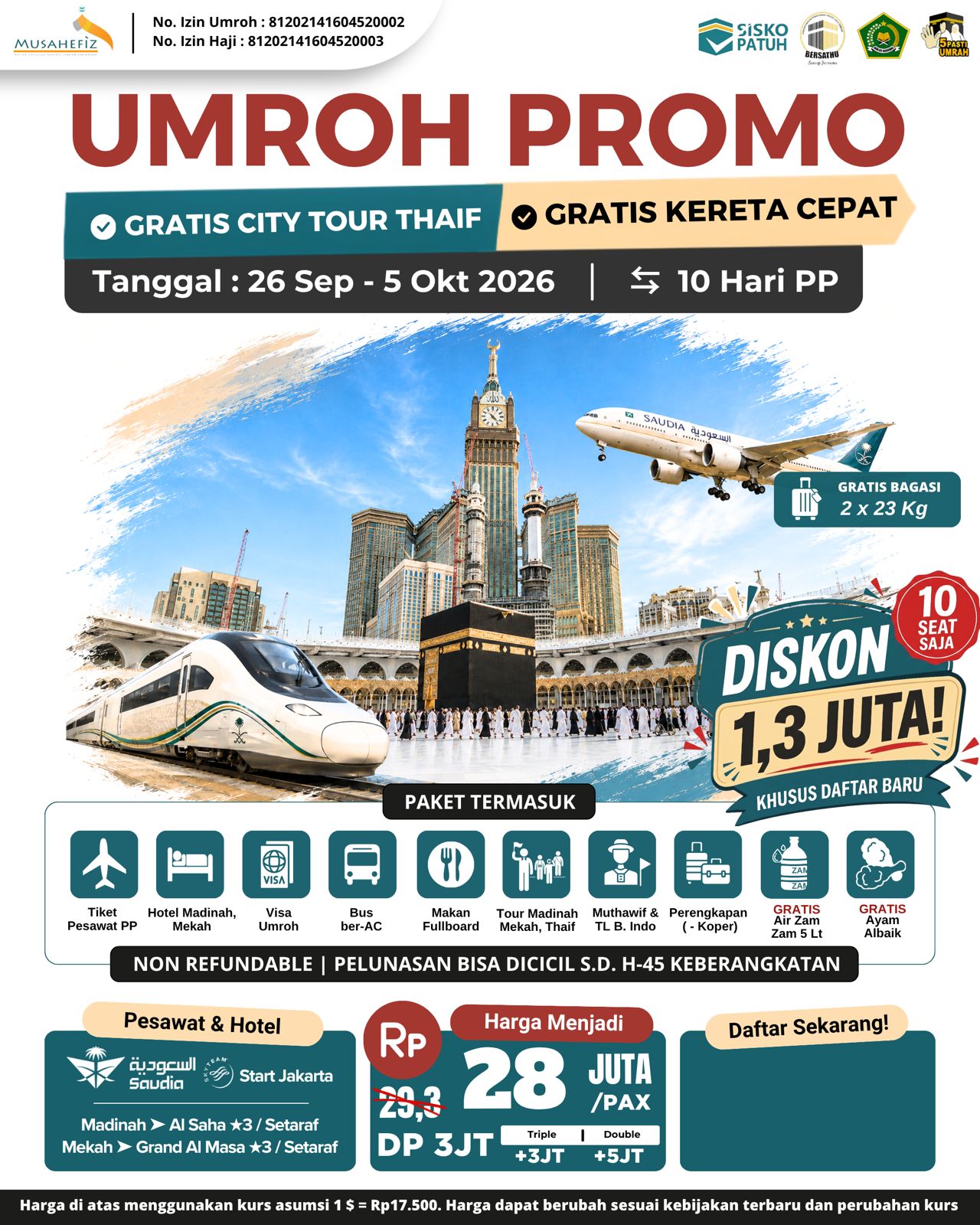 Flyer 26 September 2026 Umroh Hemat — promo umroh Musahefiz