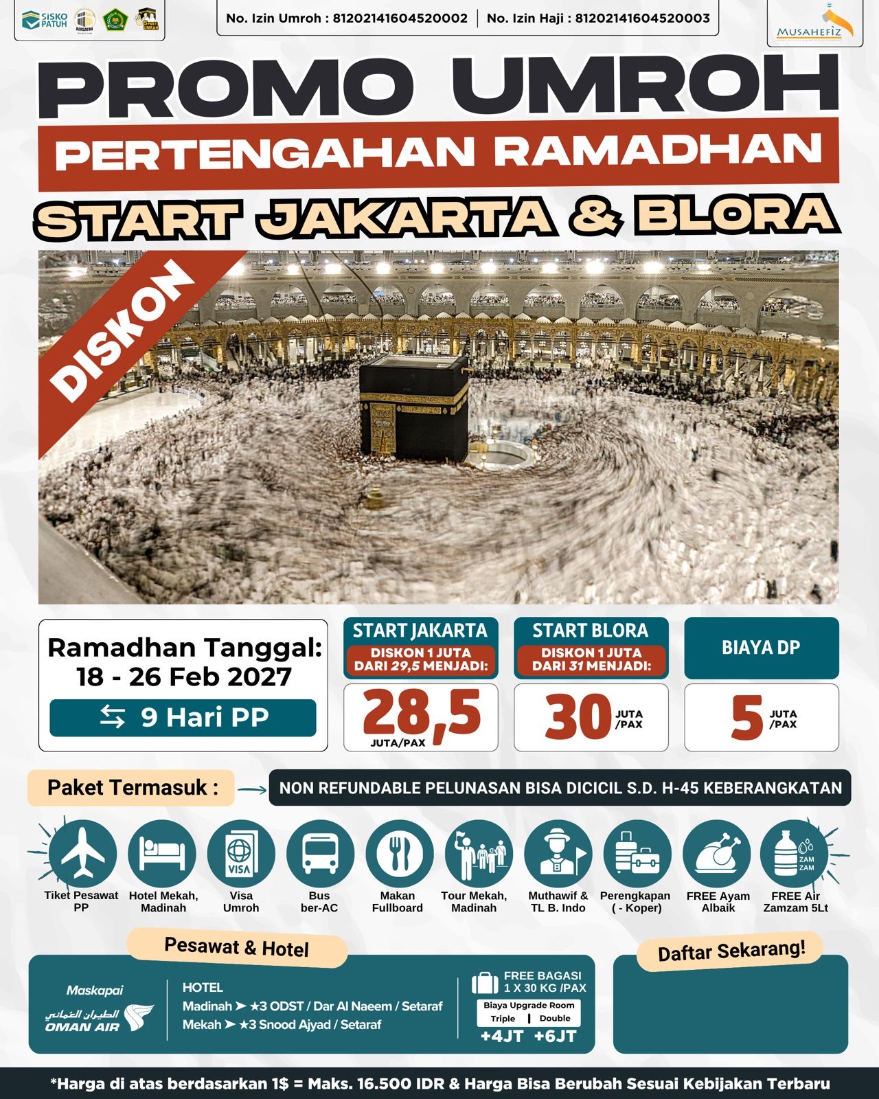 Flyer 18 Februari 2027 Umroh Pertengahan Ramadhan — promo umroh Musahefiz
