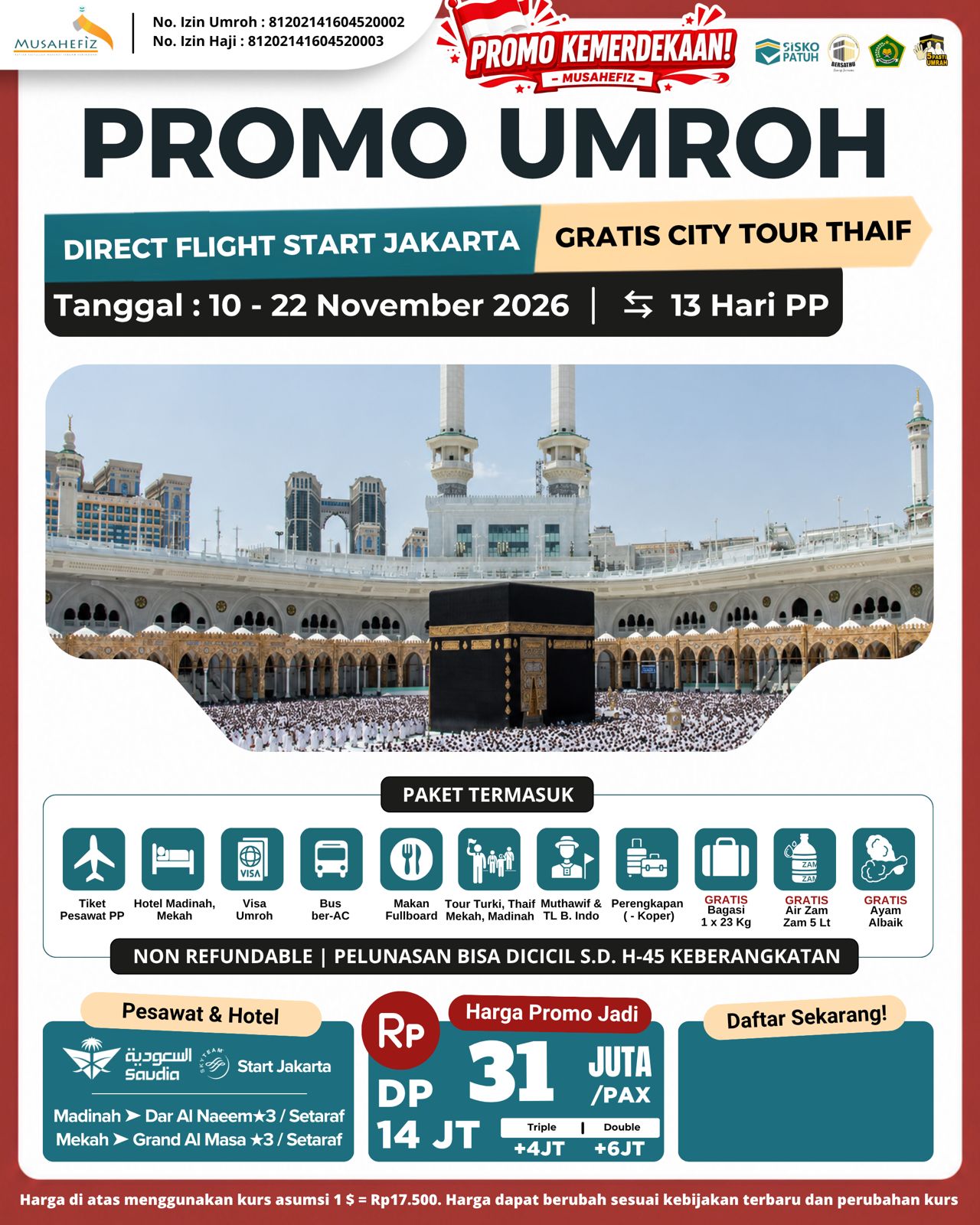 Flyer 10 November 2026 Umroh Promo — promo umroh Musahefiz