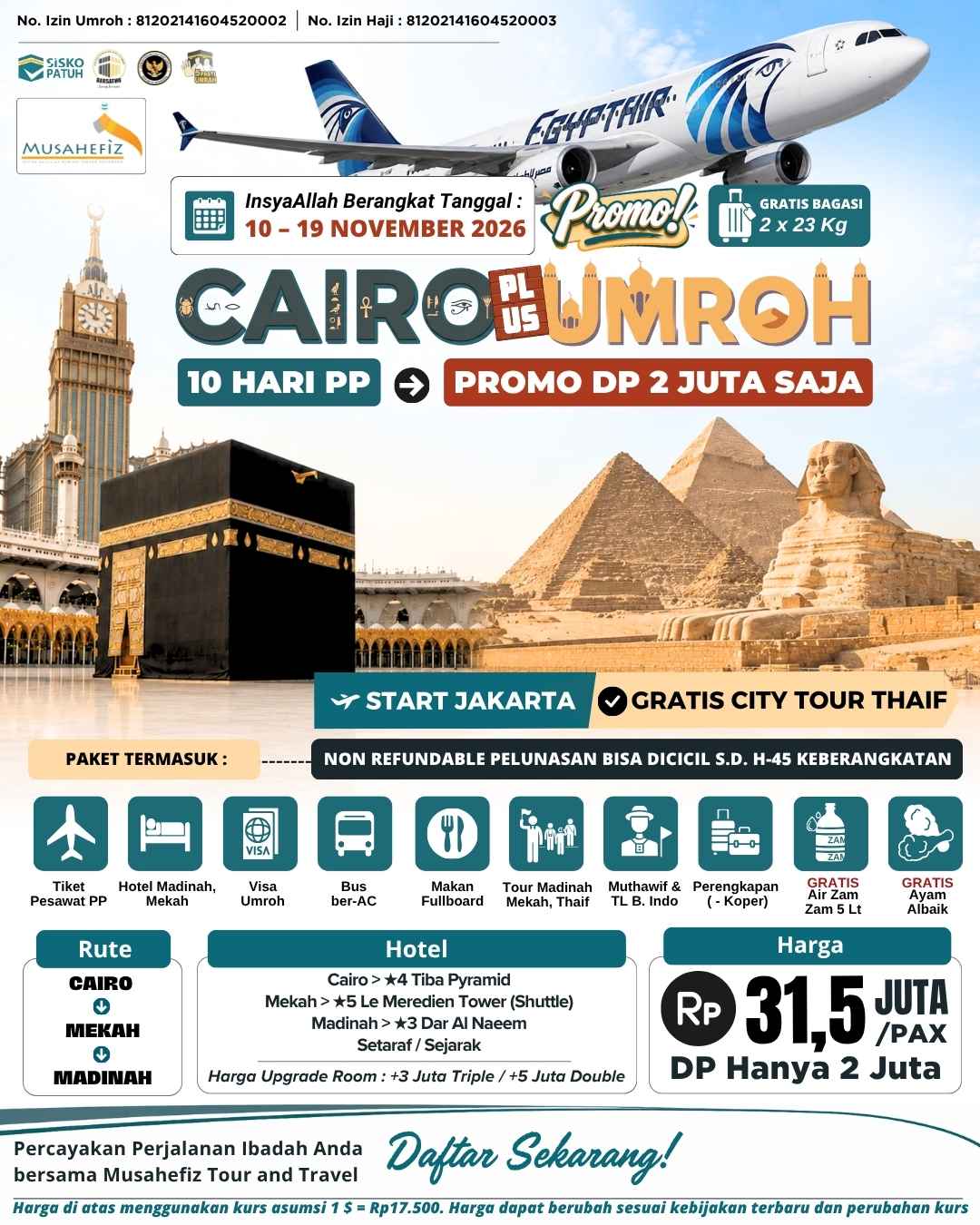 Flyer 10 November 2026 Cairo + Umroh — promo umroh Musahefiz