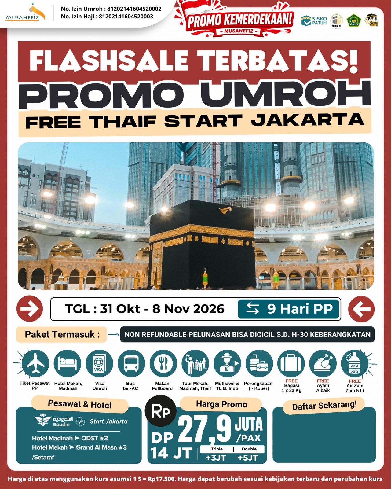 Flyer 31 Oktober 2026 Umroh Promo — promo umroh Musahefiz