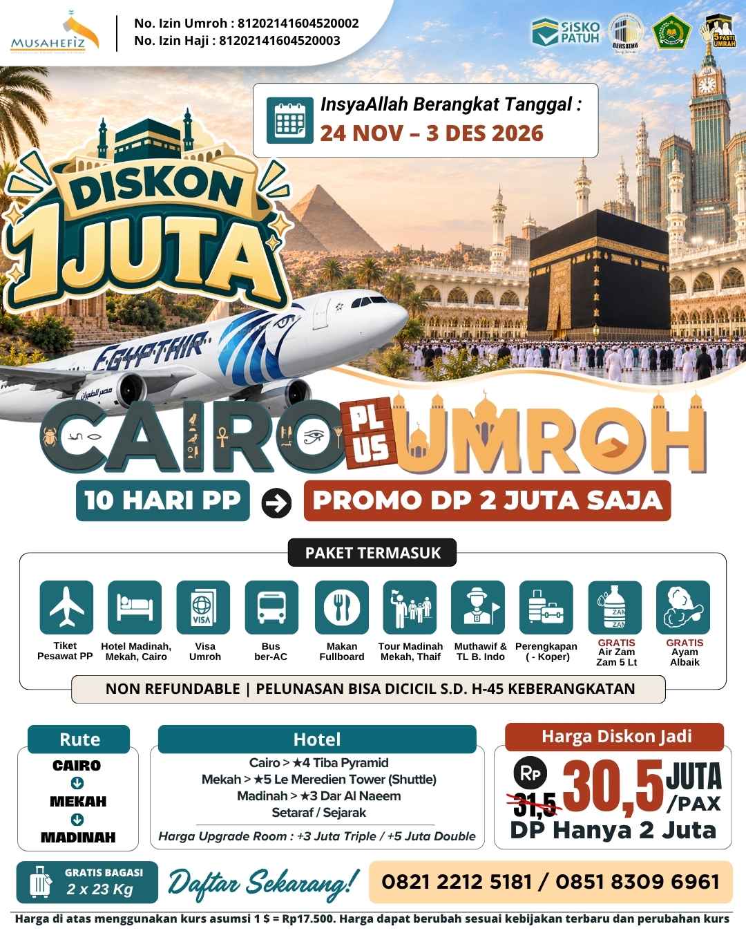 Flyer 24 November 2026 Cairo + Umroh — promo umroh Musahefiz