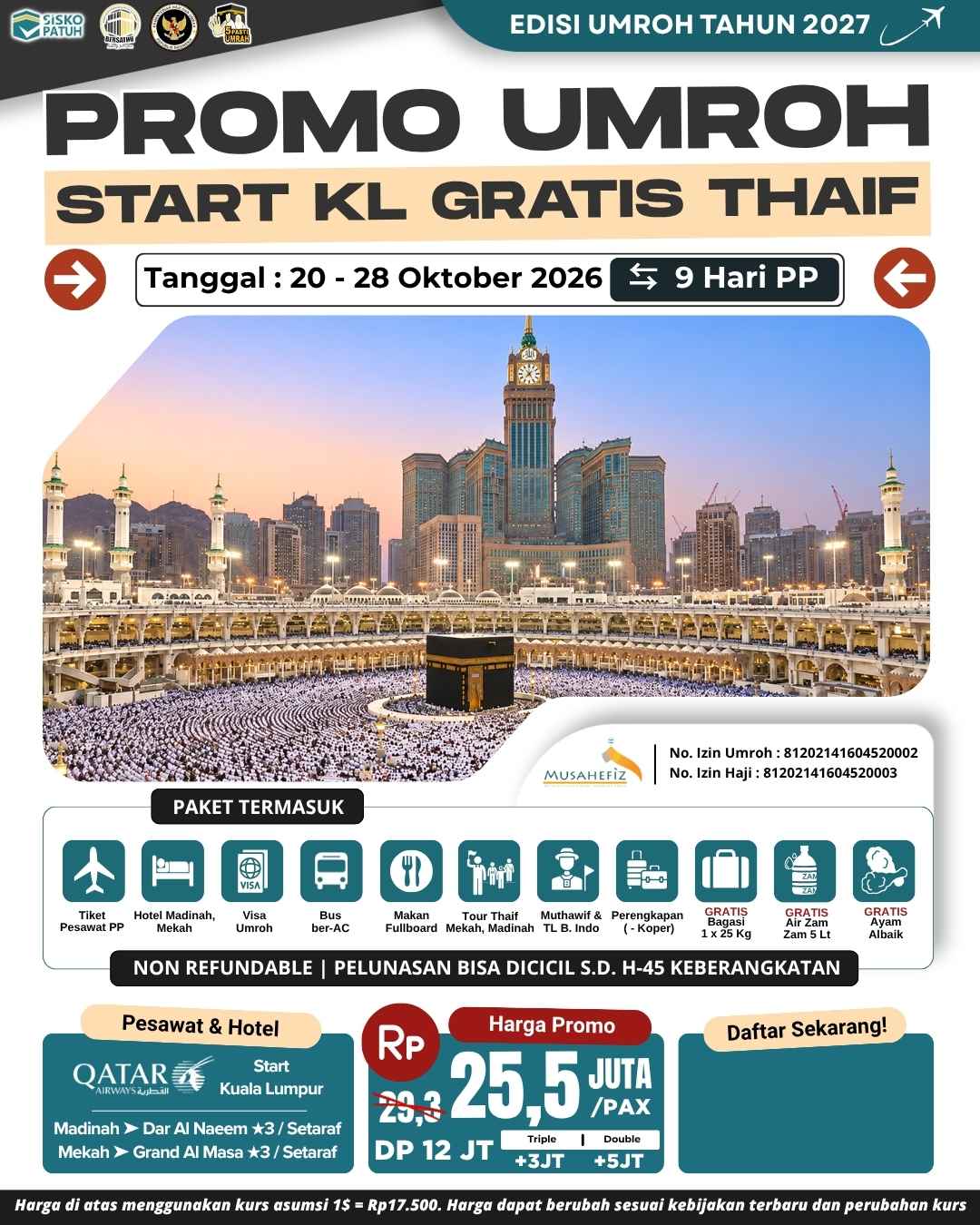 Flyer 20 Oktober 2026 Umroh Promo Start KL — promo umroh Musahefiz
