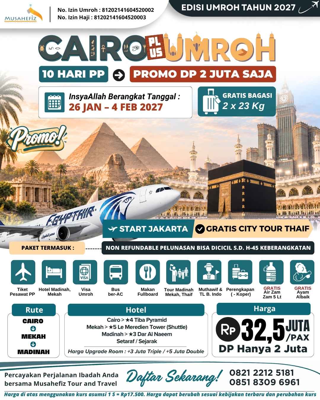 Flyer 26 Januari 2027 Cairo + Umroh — promo umroh Musahefiz