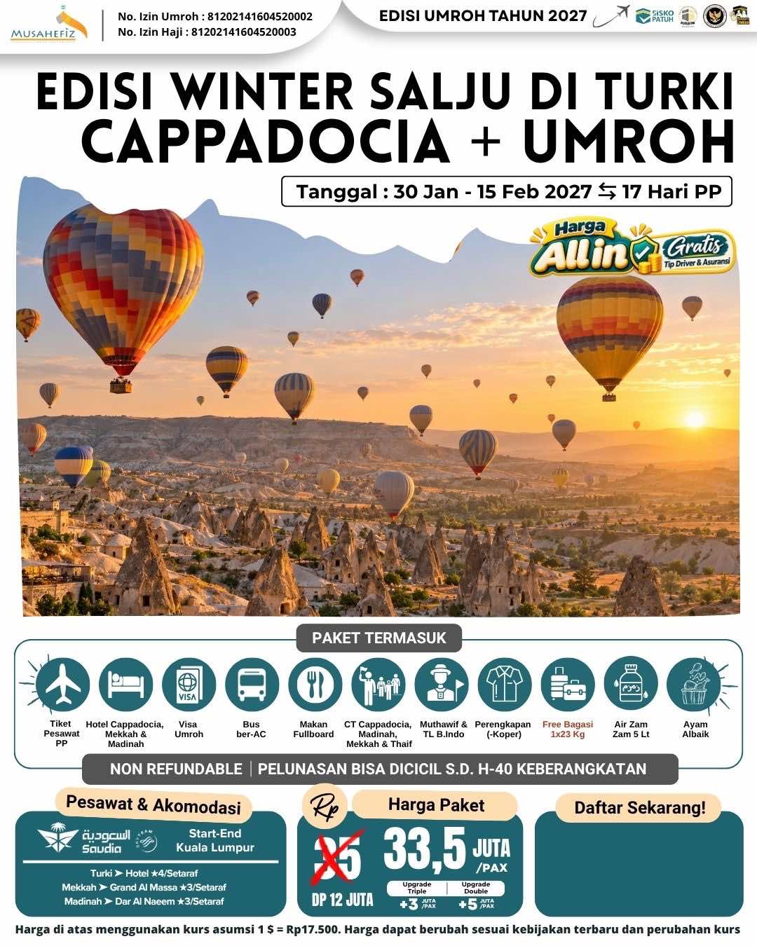 Flyer 30 Januari 2027 Turki Cappadocia + Umroh KL — promo umroh Musahefiz