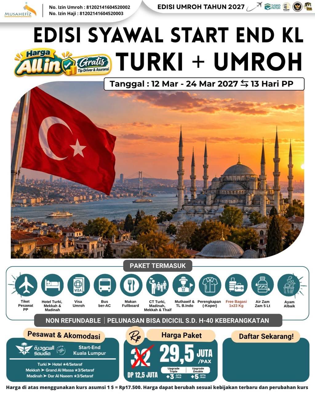 Flyer 12 Maret 2027 Turki+Umroh Syawal KL — promo umroh Musahefiz