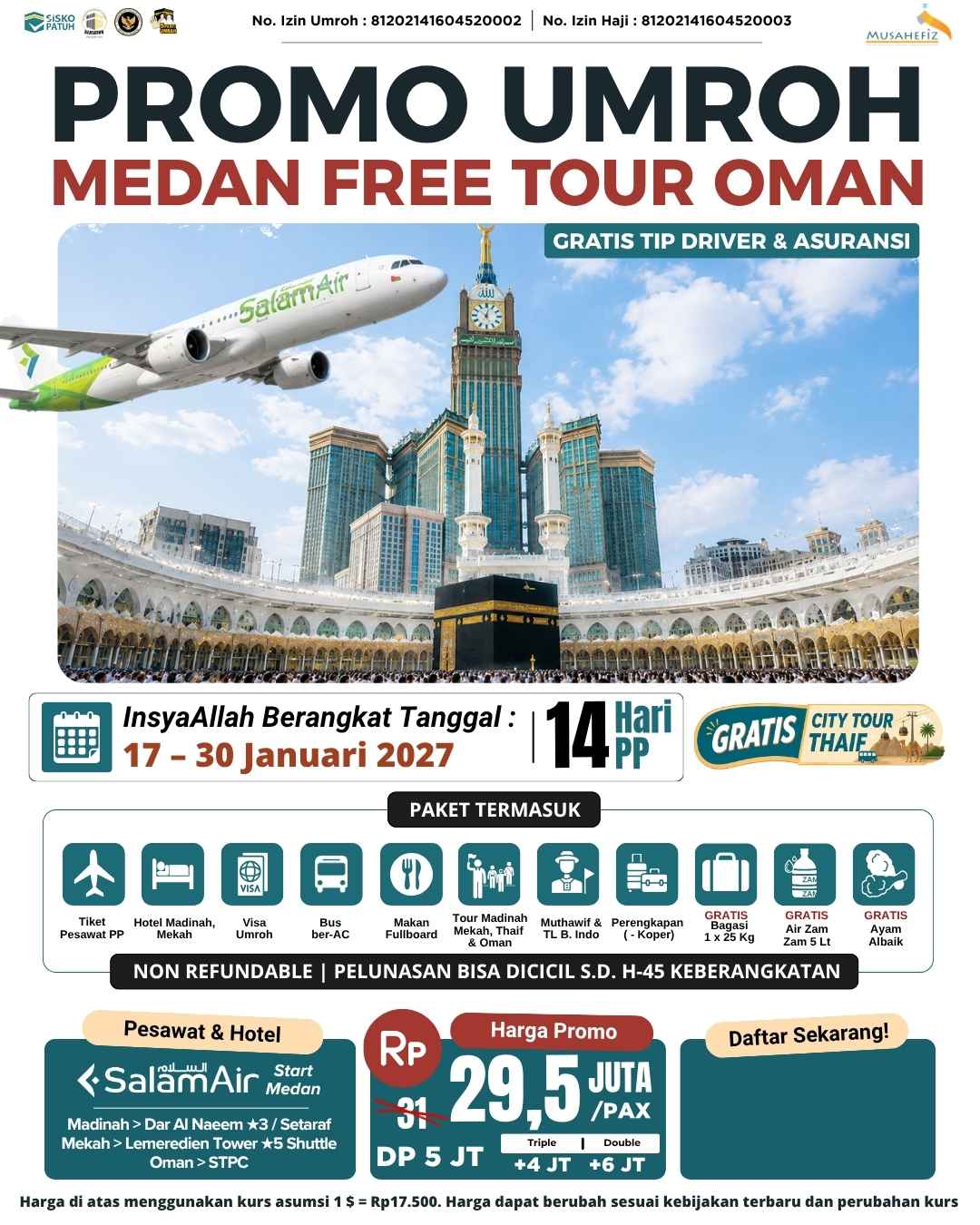Flyer 17 Januari 2027 Umroh Medan + Oman — promo umroh Musahefiz