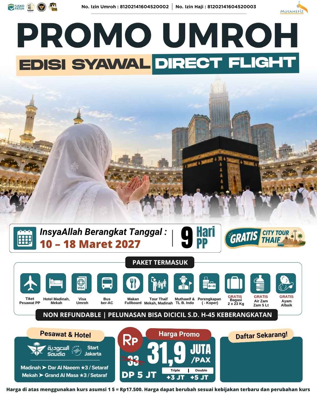 Flyer 10 Maret 2027 Umroh Syawal Direct Flight — promo umroh Musahefiz